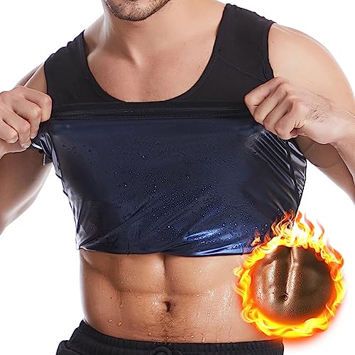 CHUUMEE CGTFY Gynäkomastie Compress Tank Top Herren Kompression Tank Top Slimming Body Shaper Weste, schwarz / blau, XXL/3XL von CHUUMEE