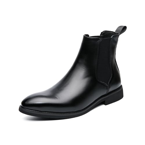 CHUUMEE Herren Chelsea Boots Casual Slip on Classic Dress Ankle Boots, Schwarz , 45 EU von CHUUMEE