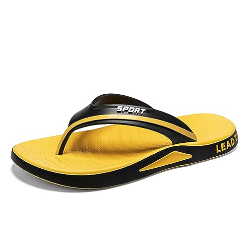 CHUUMEE Herren Flip Flops, Flip Flops Bequeme Hausschuhe, gelb, 42 2/3 EU von CHUUMEE