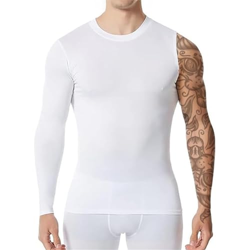 Herren Athletic Single Sleeve One Arm 1/2 Compression Shirt Sport Tight Base Layer Workout Unterwäsche Active, Weiß-rechts-lang, Klein von CHUUMEE