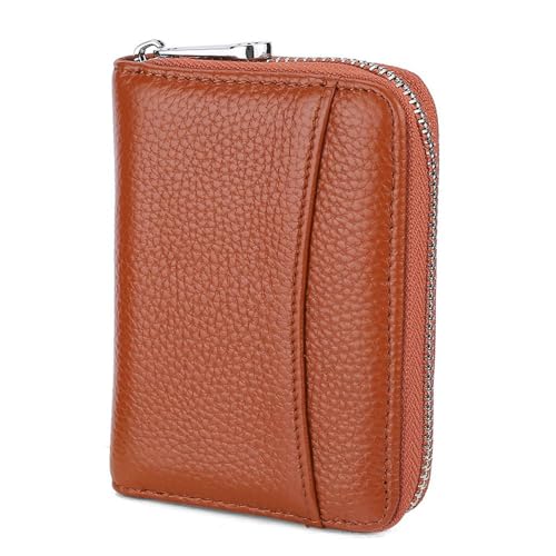 CHUYIX Geldbörse Damen RFID Wallets Kreditkartenetui Blocker Schutzhülle Karte Echtleder Vintage Damenbörse Geldbörse Mini Portemonnaie Portemonnaie Leder Mini Simple Fashion Kleine Geldbörse von CHUYIX