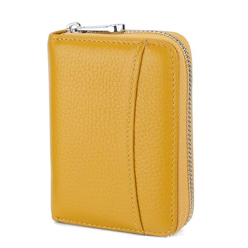 CHUYIX Geldbörse Damen RFID Wallets Kreditkartenetui Blocker Schutzhülle Karte Echtleder Vintage Damenbörse Geldbörse Mini Portemonnaie Portemonnaie Leder Mini Simple Fashion Kleine Geldbörse von CHUYIX