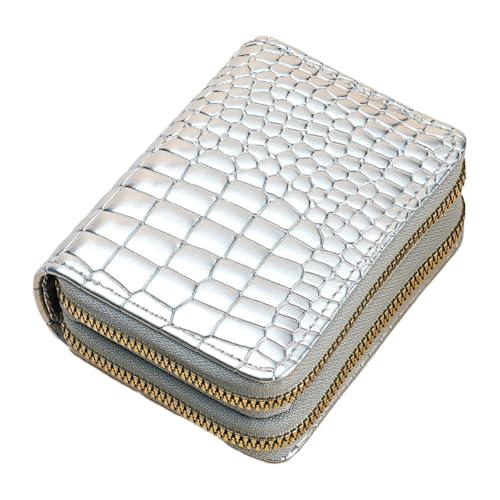 CHUYIX Geldbörse Krokodil Muster PU Leder Portemonnaie mit vielen Kartenfäche klein kreditkartenhülle Multi Purpose münzgeldbörse doppeltem reißverschlussetui für Kreditkarten Banknoten Münzen von CHUYIX