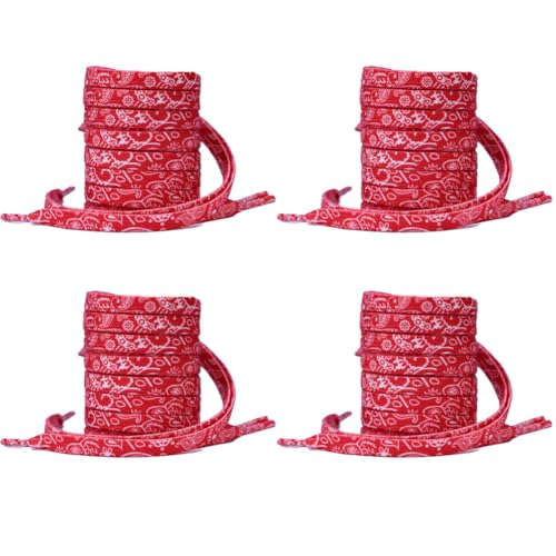 CHUYIX Schnürsenkel 4 Paar 120CM lang flache Dicke Reißfeste schuhbändermit Erwachsene Kinder binden bedruckte farbige Universal Ersatz Schnürsenke für Turnschuhe Freizeitschuhe Lederschuhe gummi von CHUYIX