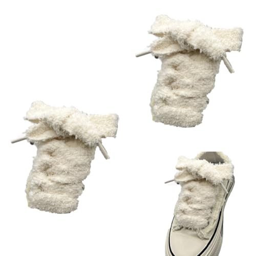 Schnürsenkel 2 Paar 140cm lang Plüsch schnürung fluffy flache laces breite schuhbänder ersatzschnürsenkel dicke schnürband Weiche Senkel für Damen Turnschuhe Canvas Ballerinas Sportschuhe von CHUYIX