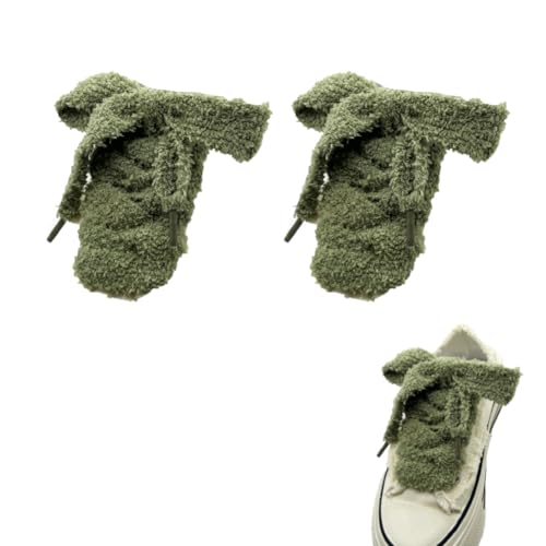 Schnürsenkel 2 Paar 160cm lang Plüsch schnürung fluffy flache laces breite schuhbänder ersatzschnürsenkel dicke schnürband Weiche Senkel für Damen Turnschuhe Canvas Ballerinas Sportschuhe von CHUYIX