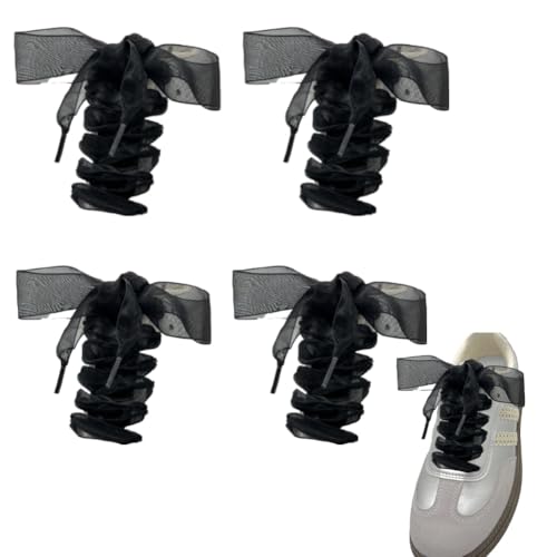 Schnürsenkel 4 Paar 100cm lang chiffon organza Satin breite Ribbon schuhbänder flachsenkel Weiche Senkel mehrfarbig ersatzschnürsenkel für Damen Turnschuhe Canvas Ballerinas Sportschuhe von CHUYIX