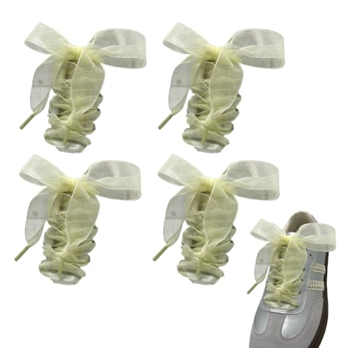 Schnürsenkel 4 Paar 140cm lang chiffon organza Satin breite Ribbon schuhbänder flachsenkel Weiche Senkel mehrfarbig ersatzschnürsenkel für Damen Turnschuhe Canvas Ballerinas Sportschuhe von CHUYIX