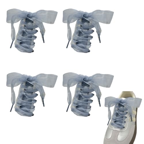 Schnürsenkel 4 Paar 140cm lang chiffon organza Satin breite Ribbon schuhbänder flachsenkel Weiche Senkel mehrfarbig ersatzschnürsenkel für Damen Turnschuhe Canvas Ballerinas Sportschuhe von CHUYIX