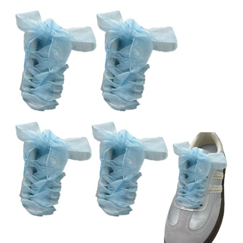 Schnürsenkel 4 Paar 160cm lang chiffon organza Satin breite Ribbon schuhbänder flachsenkel Weiche Senkel mehrfarbig ersatzschnürsenkel für Damen Turnschuhe Canvas Ballerinas Sportschuhe von CHUYIX