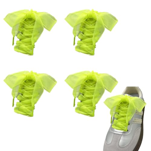 Schnürsenkel 4 Paar 160cm lang chiffon organza Satin breite Ribbon schuhbänder flachsenkel Weiche Senkel mehrfarbig ersatzschnürsenkel für Damen Turnschuhe Canvas Ballerinas Sportschuhe von CHUYIX