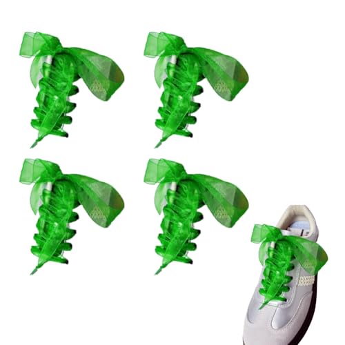 Schnürsenkel 4 Paar 160cm lang chiffon organza Satin breite Ribbon schuhbänder flachsenkel Weiche Senkel mehrfarbig ersatzschnürsenkel für Damen Turnschuhe Canvas Ballerinas Sportschuhe von CHUYIX