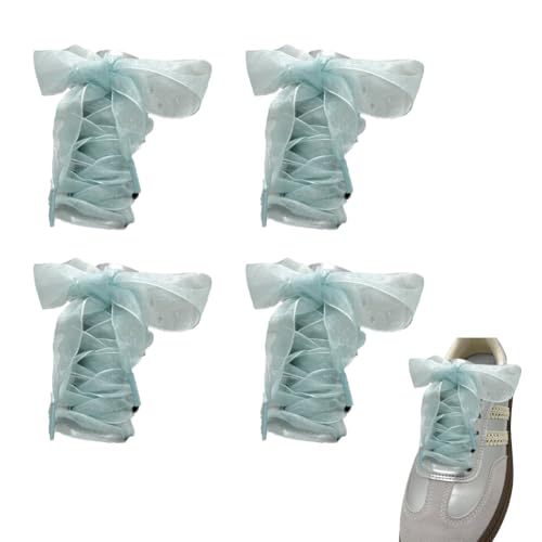 Schnürsenkel 4 Paar 160cm lang chiffon organza Satin breite Ribbon schuhbänder flachsenkel Weiche Senkel mehrfarbig ersatzschnürsenkel für Damen Turnschuhe Canvas Ballerinas Sportschuhe von CHUYIX