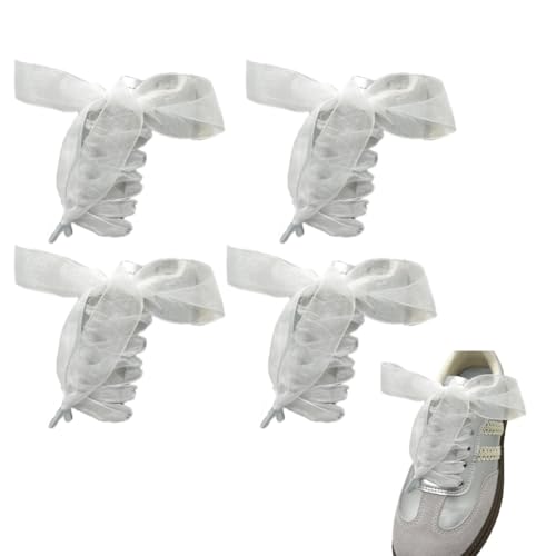 Schnürsenkel 4 Paar 160cm lang chiffon organza Satin breite Ribbon schuhbänder flachsenkel Weiche Senkel mehrfarbig ersatzschnürsenkel für Damen Turnschuhe Canvas Ballerinas Sportschuhe von CHUYIX
