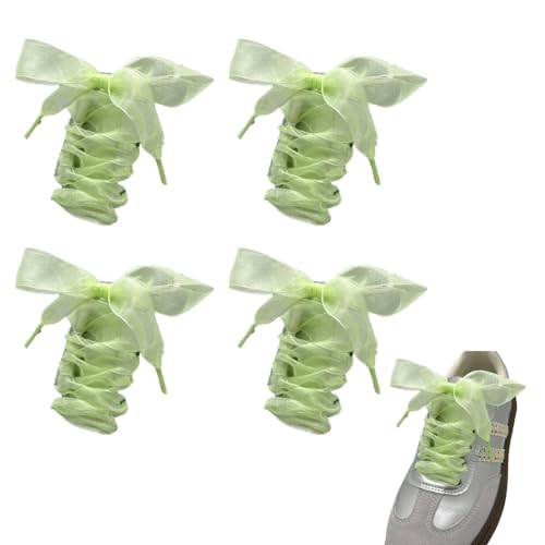 Schnürsenkel 4 Paar 160cm lang chiffon organza Satin breite Ribbon schuhbänder flachsenkel Weiche Senkel mehrfarbig ersatzschnürsenkel für Damen Turnschuhe Canvas Ballerinas Sportschuhe von CHUYIX