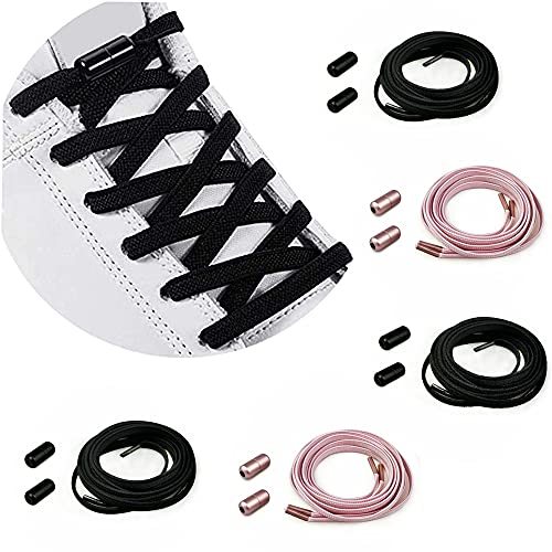 CHYEEH 5 Paar Schnürsenkel Ohne Binden - Elastische Schnürsenkel mit Schnellverschluss - [Flach Schuhbänder] Gummi Schnürsenkel/Schuhbänder Kinder - No Tie Schnürsenkel für Sneaker Freizeitschuhe von CHYEEH