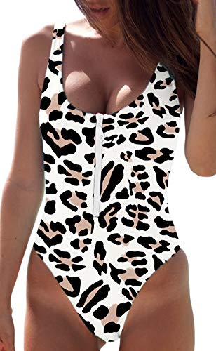 CHYRII Damen-Badeanzug, sexy Reißverschluss vorne, tiefer Rücken, hoher Schnitt, einteiliger Badeanzug - - X-Large von CHYRII