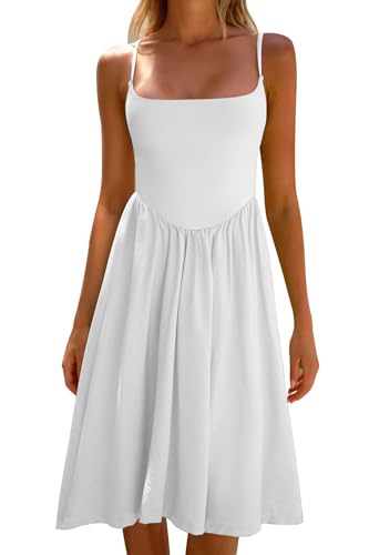 CHYRII Damenmode Sommer 2025 Spaghettiträger ärmellos lässig A-Linie Midi-Kleider Sommerkleid, Weiss/opulenter Garten, Klein von CHYRII