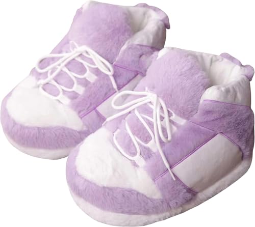 Cozy Unisex Sneaker Hausschuhe - Trendige, bequeme Kicks für drinnen mit rutschfesten Sohlen, weicher Plüsch & Einheitsgröße, Violett, Einheitsgröße Cozy Unisex Sneaker Hausschuhe - Trendige, bequeme Kicks für drinnen mit rutschfesten Sohlen, weicher Plüsch & Einheitsgröße, Violett, Einheitsgröße von CHYUANSLIS