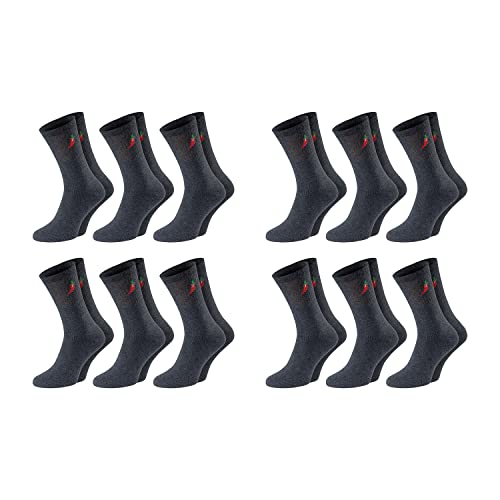 Chili Lifestyle Arbeitssocken Frottee Socken recycelte Baumwolle, verstärkter Ferse und Spitze, Herren Damen 12 Paar schwarz 39-42 / 43-46 von CHiLI Lifestyle Socks