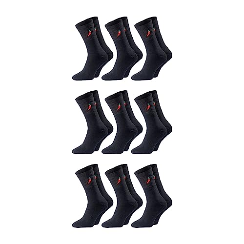 Chili Lifestyle Tennis Socken Herren und Damen, nachhaltige Baumwolle, Sport und Freizeit, 9 Paar, weiß, schwarz, 39-42/43-46, Farbe:schwarz-schwarz, Größe:39/42 von CHiLI Lifestyle Socks