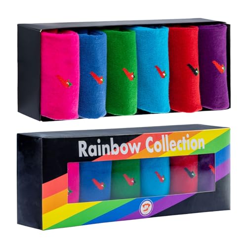 Chili Lifestyle RAINBOW Geschenkbox 6 Paar bunte Socken aus Baumwolle mit Piqué Weichbund für Damen und Herren von CHiLI Lifestyle Socks