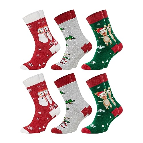 Chili Lifestyle 6 Paar warme Thermo Socken XMAS Socks für Damen und Herren in den Größen 35-38, 39-42 & 43-46 Weihnachtssocken als Geschenk für Damen und Herren von CHiLI Lifestyle Socks