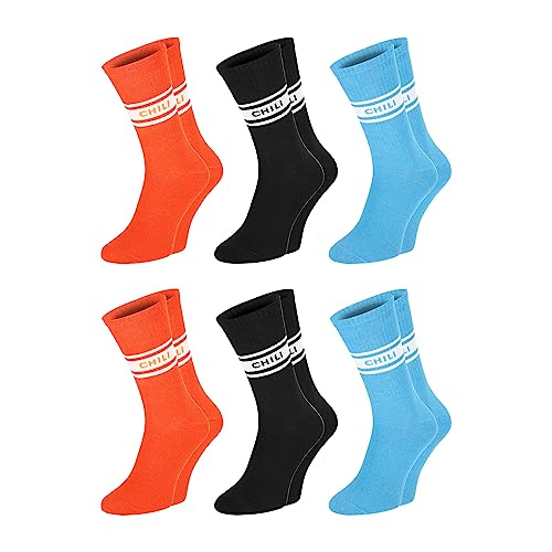 Chili Lifestyle COLLEGE Socken, Crew Socken Damen bunt, lange Socken Herren, recycelte Baumwolle atmungsaktiv, 6 Paar orange, schwarz, blau 39-42 / 43-46 Chili Lifestyle COLLEGE Socken, Crew Socken Damen bunt, lange Socken Herren, recycelte Baumwolle atmungsaktiv, 6 Paar orange, schwarz, blau 39-42 / 43-46 von CHiLI Lifestyle Socks