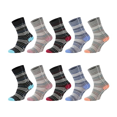 ChiliLifestyle Socken Streifen für Damen, 10 Paar Größe: 39-42 von CHiLI Lifestyle Socks