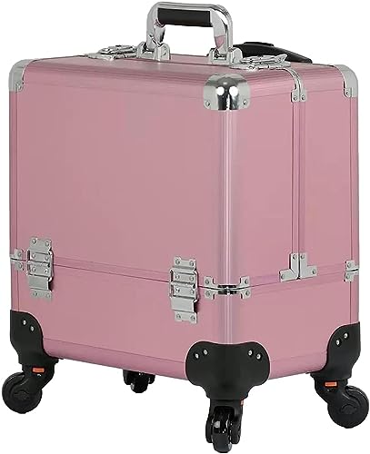 Kosmetikkoffer Pilotenkoffer Beauty Case Reisetrolley Friseurkoffer Kosmetik, Ragbare Aufbewahrungsbox Mit Großem Fassungsvermögen Für Frauen, Nail Art Etui,Schwarz Portable Reise Make Up Tasche (Col von CIADAZ