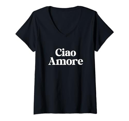 Damen CIAO AMORE X Hallo Leute! Hi ihr Lieben! Italienisch Fun Amo T-Shirt mit V-Ausschnitt Damen CIAO AMORE X Hallo Leute! Hi ihr Lieben! Italienisch Fun Amo T-Shirt mit V-Ausschnitt von CIAO AMORE X ITALIA Italiener Italienerin Liebe