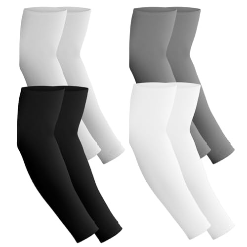 4 Paar Kompressions Armstulpen, Atmungsaktive Elastische Armschutz, Kühlung Ärmlinge Sommer, Gaming Arm Sleeves, UV-Sonnenschutz Plus Size Ärmlinge für Damen Herren Outdoor Sport (Schwarz/Weiß/Grau) 4 Paar Kompressions Armstulpen, Atmungsaktive Elastische Armschutz, Kühlung Ärmlinge Sommer, Gaming Arm Sleeves, UV-Sonnenschutz Plus Size Ärmlinge für Damen Herren Outdoor Sport (Schwarz/Weiß/Grau) von CIATBYYJ