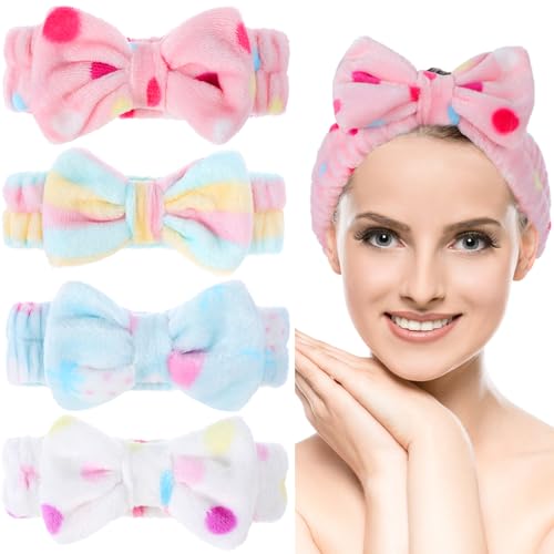 4 Stück Gesicht Waschen Stirnband,Bowknot Spa Haarband Kosmetik,Korallen Fleece Haarband Schminken,Makeup Haarbänder,Haarband zum Abschminken, Elastisches Stirnband für Sport,Schönheit,Hautpflege(A) 4 Stück Gesicht Waschen Stirnband,Bowknot Spa Haarband Kosmetik,Korallen Fleece Haarband Schminken,Makeup Haarbänder,Haarband zum Abschminken, Elastisches Stirnband für Sport,Schönheit,Hautpflege(A) von CIATBYYJ