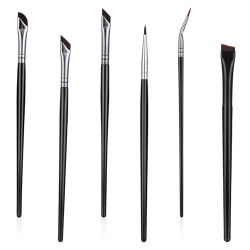 6 Stück Eyeliner Pinsel Set,Abgewinkelter Eyeliner-Pinsel,Fein Lidschatten Pinsel,Makeup Augenbrauen Pinsels Set,Ultradünner Gebogener Augenpinsel von CIATBYYJ