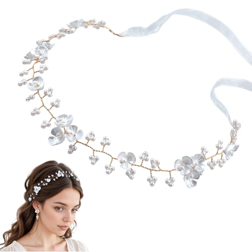 Braut Haarschmuck Diadem, Prinzessin Blumenkranz Haare für Mädchen Braut Brautjungfer Blumenmädche von CIATBYYJ