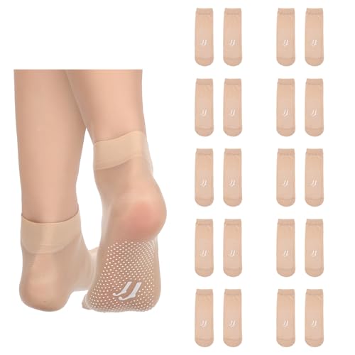 CIATBYYJ 10 Paar Transparente Nylon Feinsöckchen, Ultradünne Nylon Socken,Atmungsaktiv Nylonstrümpfe Damen, Verstärkten Zehen Durchsichtiges Söckchen Sommersocken mit Rutschfeste Unterseite von CIATBYYJ