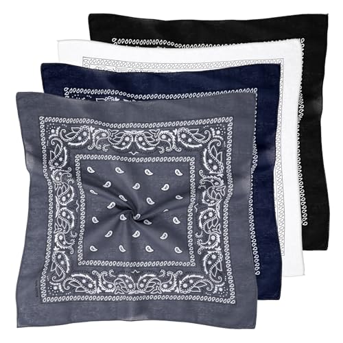 CIATBYYJ 4 Stück Bandana Kopftuch Damen und Herren,Multifunktional Bandana Kopftuch,Kopftuchs Damen Sommer,100% Baumwolle Nickituch für Kopf-, Hals-, Hand-, Taschen- oder Taillenanhänger von CIATBYYJ