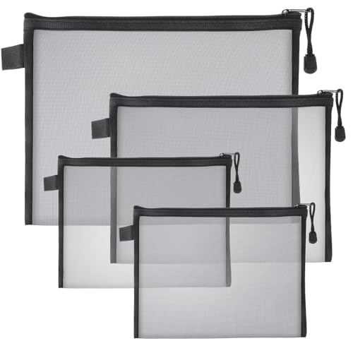 CIATBYYJ 4 Stück Mesh Reißverschluss Beutel,3 Größen Mesh Beutel,Mini Makeup Organizer,Tragbar Reise Tasche,Reißverschlusstaschen Stifttasche,für Kosmetika und Reiseutensilien von CIATBYYJ