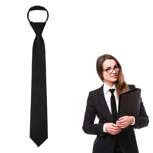 CIATBYYJ Schwarze Krawatte für Damen,40cm Vorgebundene Krawatten,Verstellbare Krawatten mit Reißverschluss,JK-Uniform Krawatte mit Reißverschluss,für Mädchen Abschlussfeier Geschäftshochzeit von CIATBYYJ