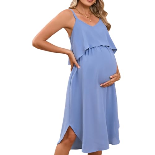 CIBTYHOH Damen Umstandskleid Sommer Sleeveless Stillkleid V-Ausschnitt Umstandsmode von CIBTYHOH