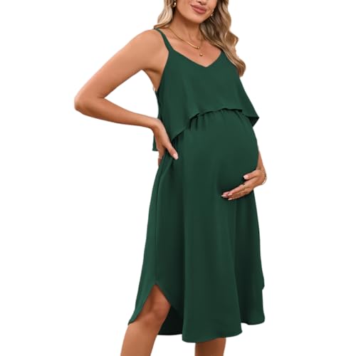 CIBTYHOH Damen Umstandskleid Sommer Sleeveless Stillkleid V-Ausschnitt Umstandsmode von CIBTYHOH