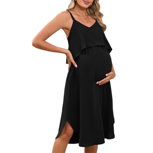 CIBTYHOH Damen Umstandskleid Sommer Sleeveless Stillkleid V-Ausschnitt Umstandsmode von CIBTYHOH