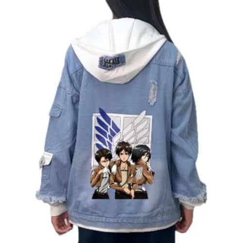 Mädchen Damen Jacke Unisex Hoodies Jeansjacke Mantel Sweatshirt Kapuze CosplayKostüm (Blau, S/145-155cm) von CICCB-DAMOY