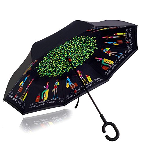 CICILIAYA Doppelschichtiger, faltbarer umgekehrter Regenschirm, selbststehend, umgedrehter Regenschutz, Auto-Umkehrschirme mit C-förmigem Griff, großer gerader Regenschirm, Grün 1, Medium CICILIAYA Doppelschichtiger, faltbarer umgekehrter Regenschirm, selbststehend, umgedrehter Regenschutz, Auto-Umkehrschirme mit C-förmigem Griff, großer gerader Regenschirm, Grün 1, Medium von CICILIAYA