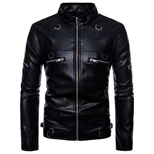 Jacken Herren Lederjacke Schwarzer Punk-Stil Bikerjacke Steppjacke Reißverschluss outdoorjacke Mantel Männer übergangsjacke windbreaker S M L XL XXL CICIYONER von CICIYONER-Herren Jacken