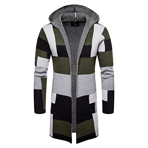 CICIYONER Herren Hoodie Cardigan lang Strickjacke Strickmantel Strickpullover Pulli Strickpulli Kapuzenpulli Mantel Jacke Sweatshirt Sweatblazer Multi-Color und Multi-Size von CICIYONER