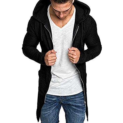 CICIYONER Herren Strickjacke Strickmantel Strickpullover Pulli Strickpulli Kapuzenpulli Lang Cardigan Mantel Jacke Hoodie Sweatshirt Sweatblazer Multi-Color und Multi-Size (L, Schwarz-neu) von CICIYONER