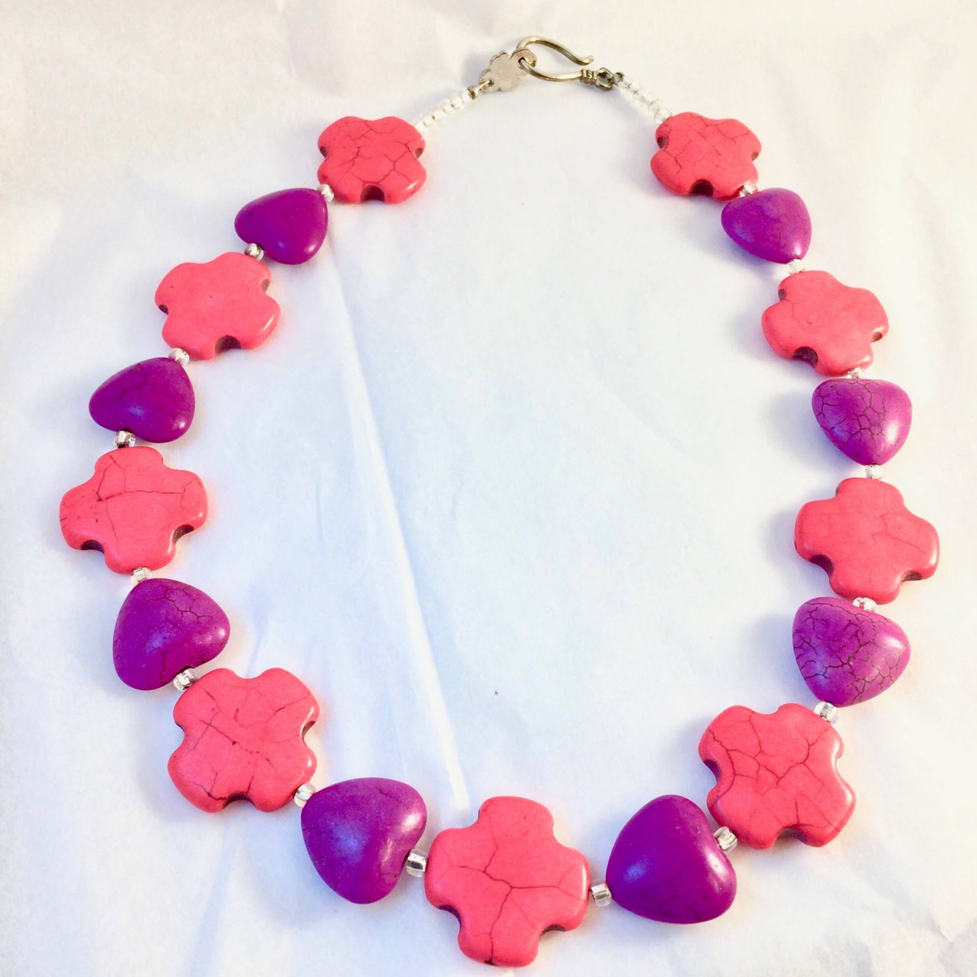 Rosa Und Lila Howlith Kreuz Herz Aussagenhalskette Für Frauen - Valentinstag-Geschenk Sie Rosa Und Lila Howlith Kreuz Herz Aussagenhalskette Für Frauen - Valentinstag-Geschenk Sie von CICinspireme