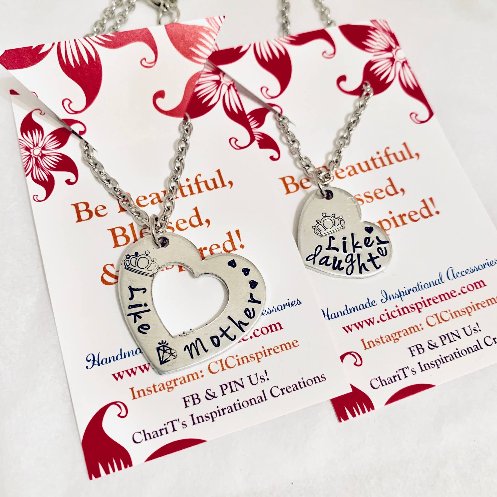 Wie Mutter Wie Tochter Hand Gestempelt Collier-Set - Valentinstag-Geschenk Für Sie Wie Mutter Wie Tochter Hand Gestempelt Collier-Set - Valentinstag-Geschenk Für Sie von CICinspireme