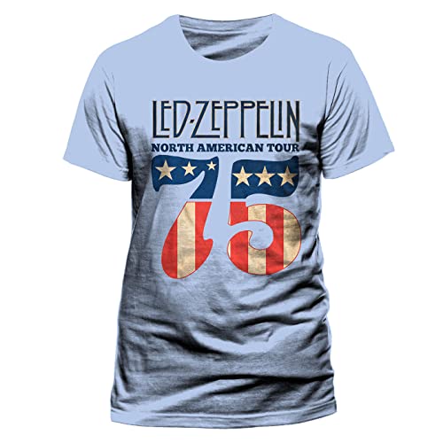 CID Herren LED Zeppelin-US 75 T-Shirt, Blau (Blue), XX-Large (Herstellergröße: XXL) von CID